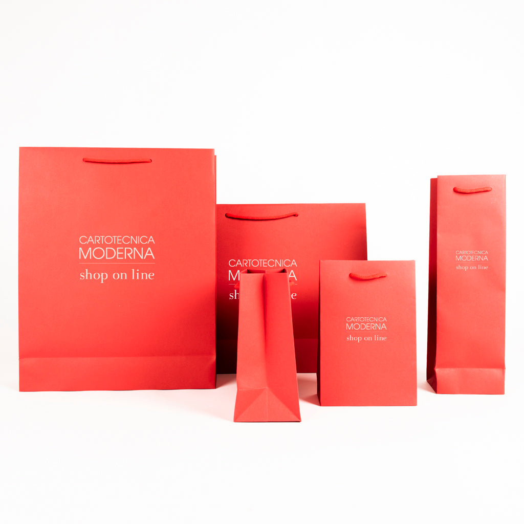 Shopping Bag Special Paper White - hot stamping on two sides in orange